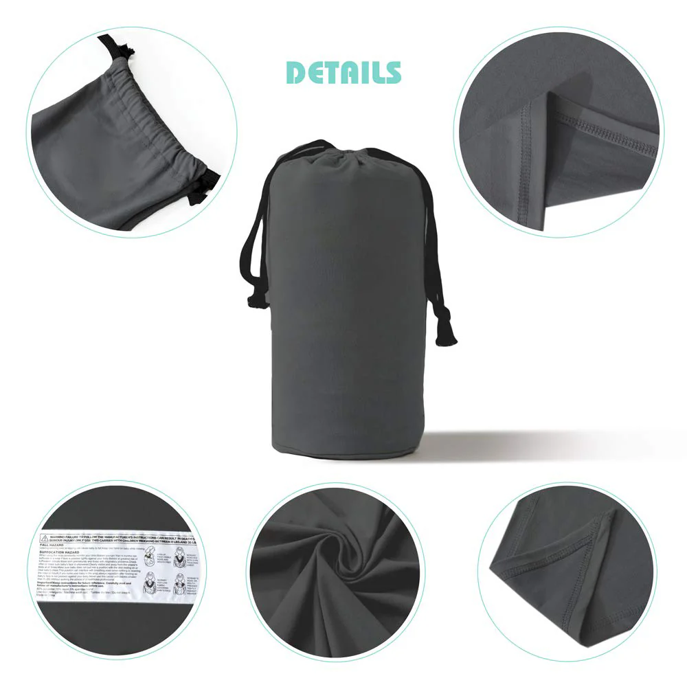 Baby-Wickeltrage, freihändige Babytrage, leicht, atmungsaktiv, weich, perfekt für Neugeborene und Babys, als Duschgeschenk, Schwarz