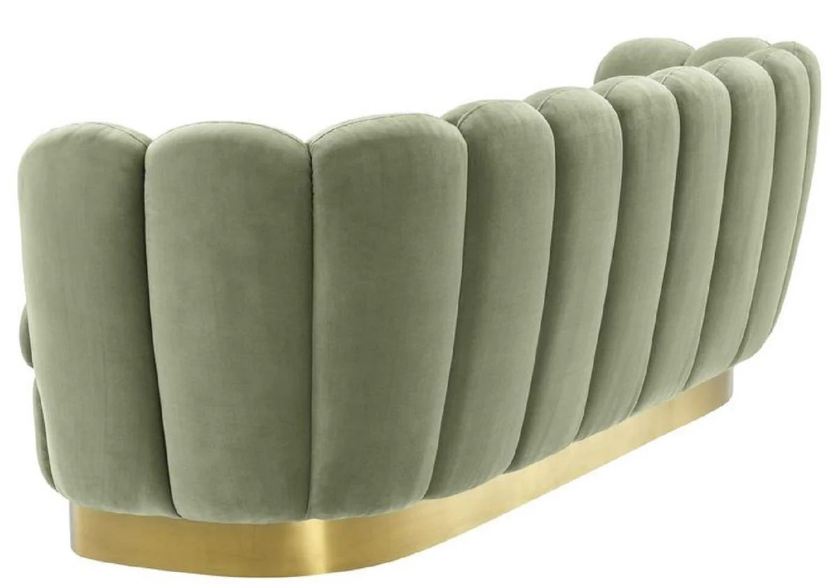 Luxury velvet sofa pistachio green / brass colored 225 x 90 x H. 80 cm - living room sofa - luxury quality