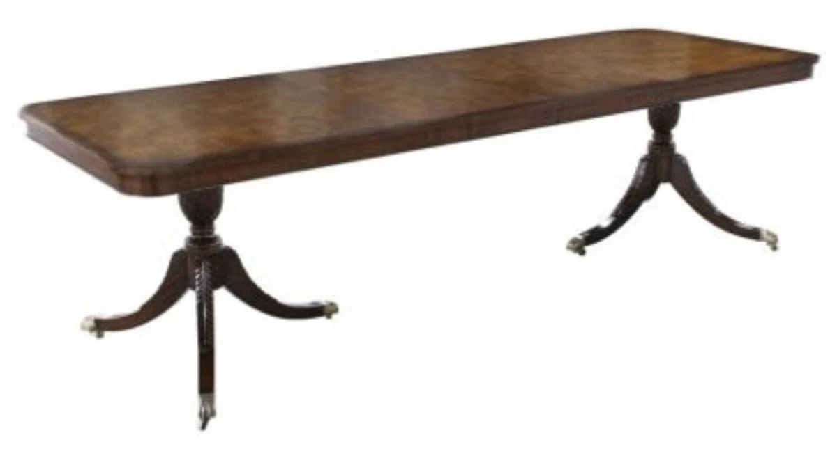 Luxury mahogany dining table with wheels light brown / dark brown 180 x 95 x H. 89 cm - luxury dining room furniture