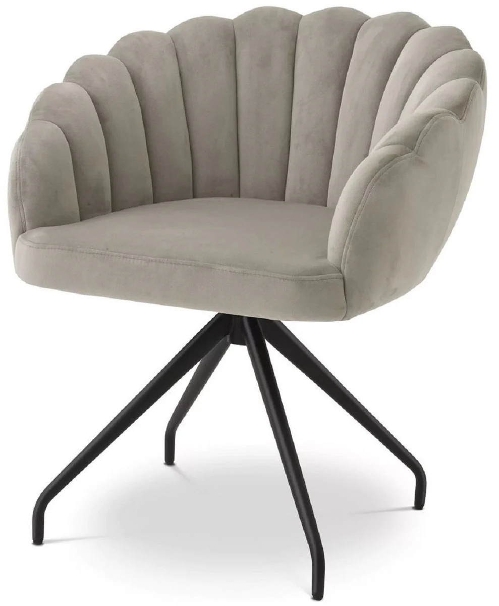 Luxury dining room chair Greige / Black 65.5 x 64 x H. 78.5 cm - Swivel chair with elegant velvet fabric - Dining room furniture - Luxury furniture - Luxury furnishings - Dining room furnishings