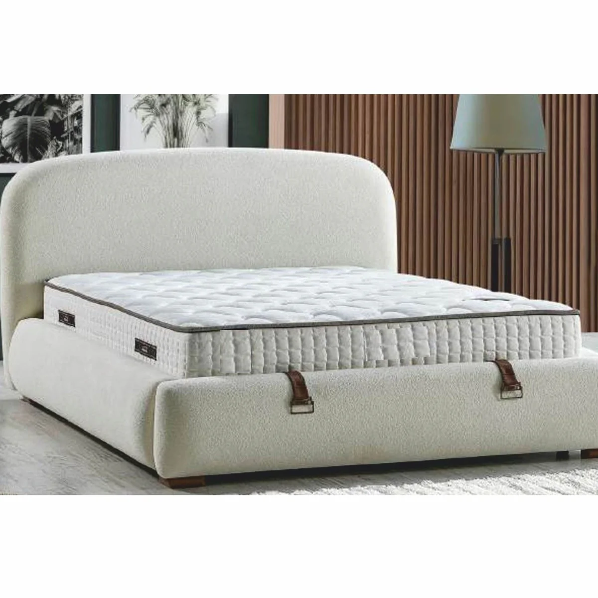 Luxury double bed with mattress cream / brown - various sizes