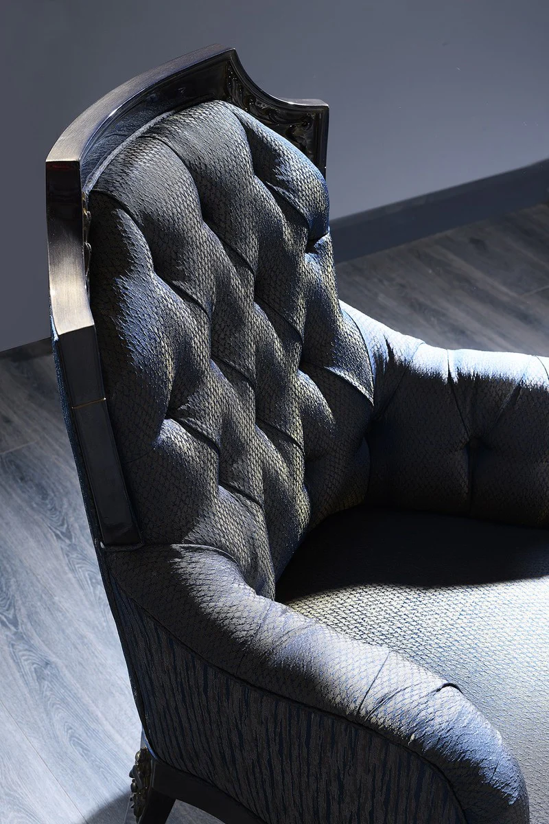 Luxury Baroque Living Room & Dining Room Set Blue / Black / Gold - Baroque Furniture