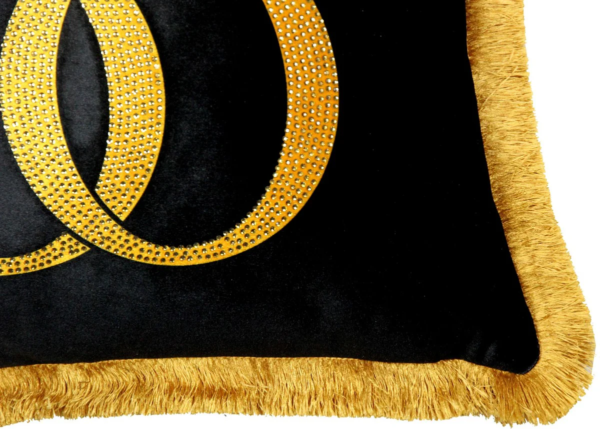 Harald Glööckler Pillow Pompöös by Black / Gold Crown Deluxe with Rhinestones - Glööckler Luxury Baroque Pillow AAA