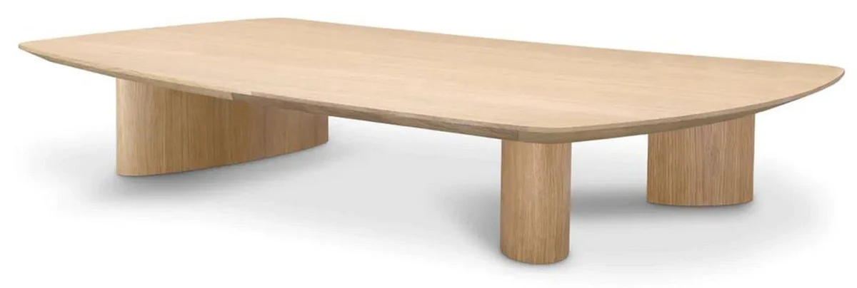 Luxury coffee table natural colors 185 x 120 x H. 30 cm - solid wood living room table with slightly curved table top - living room furniture - hotel furniture - luxury furniture - luxury furnishings