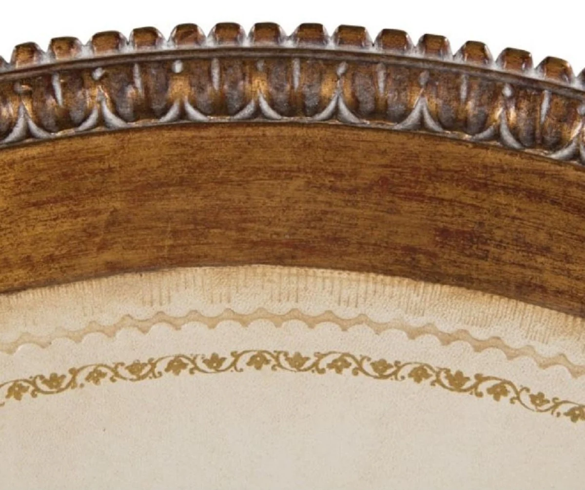 Luxury Baroque side table brown / white Ø 47 x H. 70 cm - Baroque living room furniture