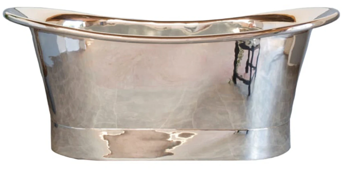 Luxury Art Nouveau copper bathtub silver chrome plated 170 x 71 x H. 71 cm - Freestanding retro bathtub - Rustic copper bathroom furniture