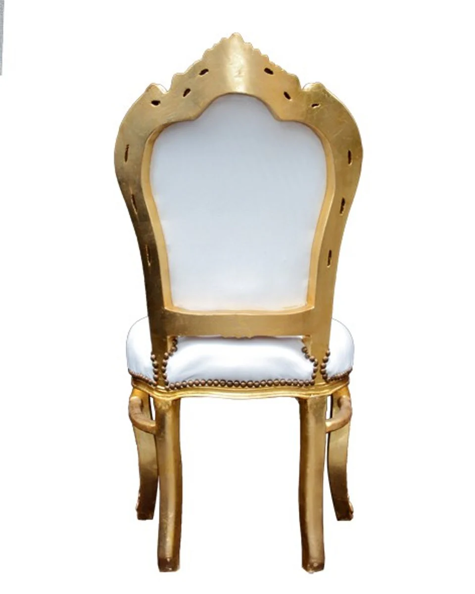 Baroque dining room chair white / gold - furniture antique style
