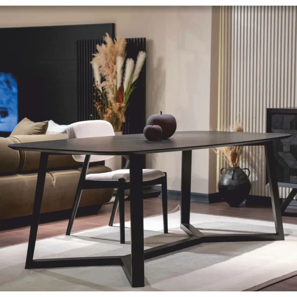 Luxury solid wood dining table black 220 cm - dining room furniture