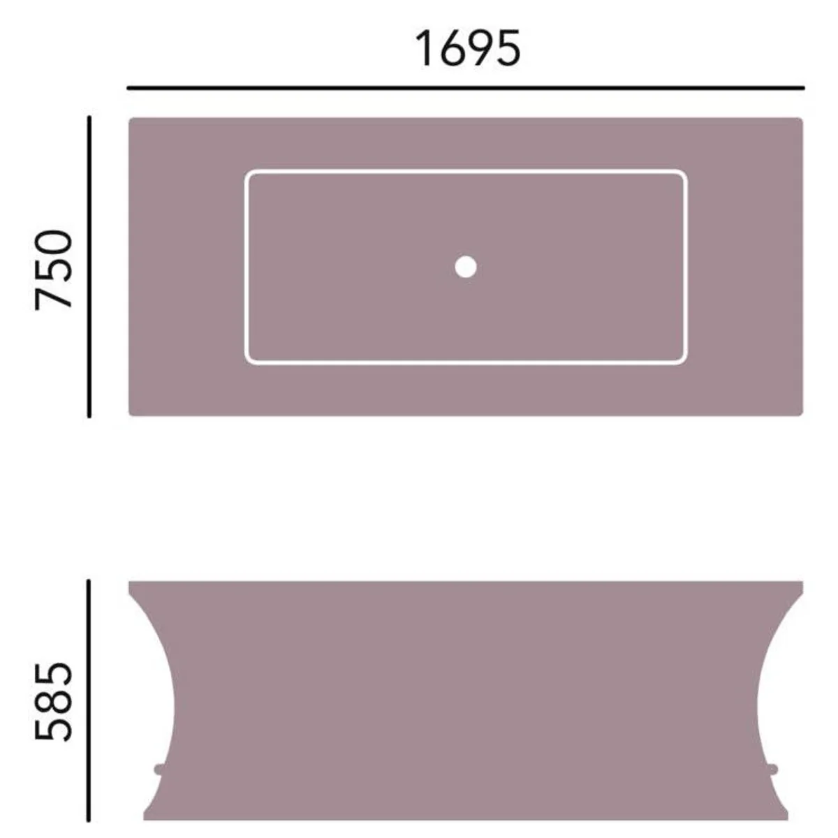 Luxury freestanding bathtub white square 1695 mm - freestanding retro antique bathtub - Baroque & Art Nouveau bathroom furniture