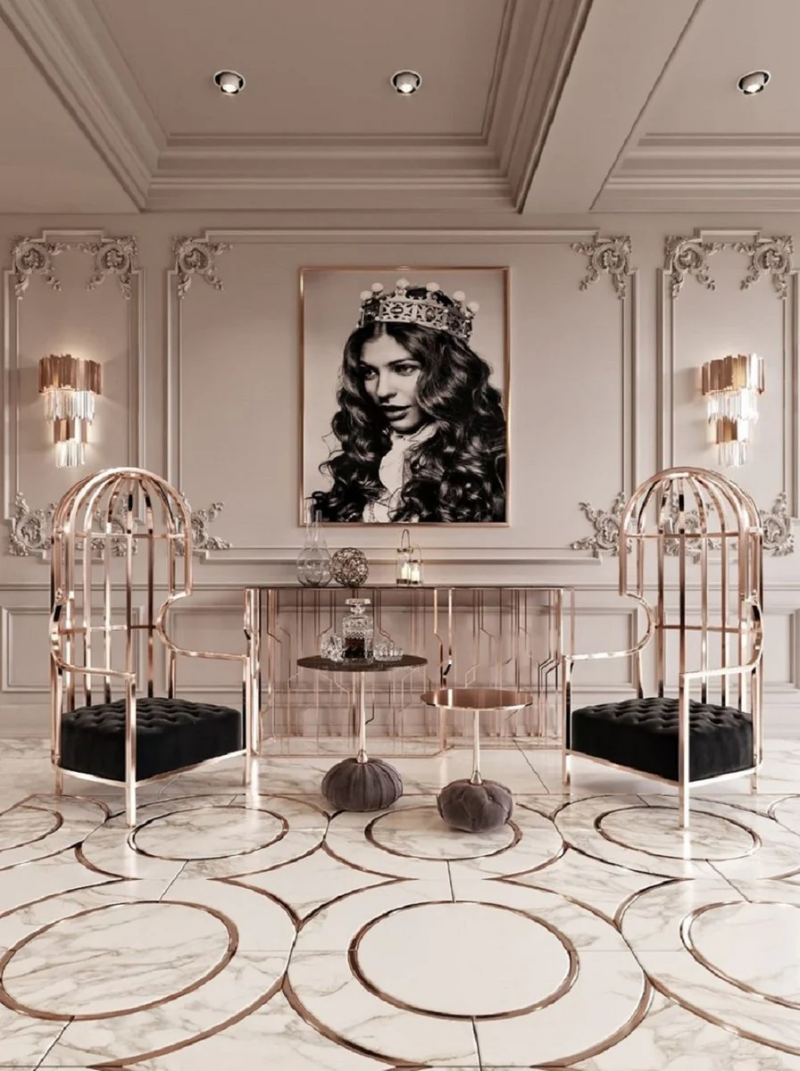 Luxury side table set black / copper