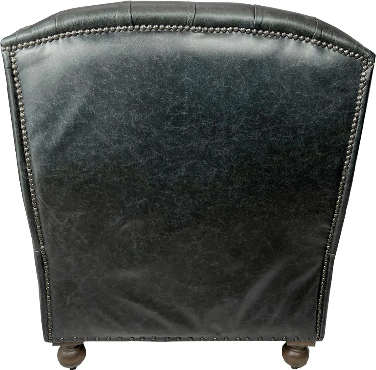 Luxury Chesterfield Leather Wing Chair Vintage Black / Dark Brown - Chesterfield Genuine Leather Living Room Armchair - Living Room Furniture - Chesterfield Furniture - Real Leather Furniture - Luxury Furniture