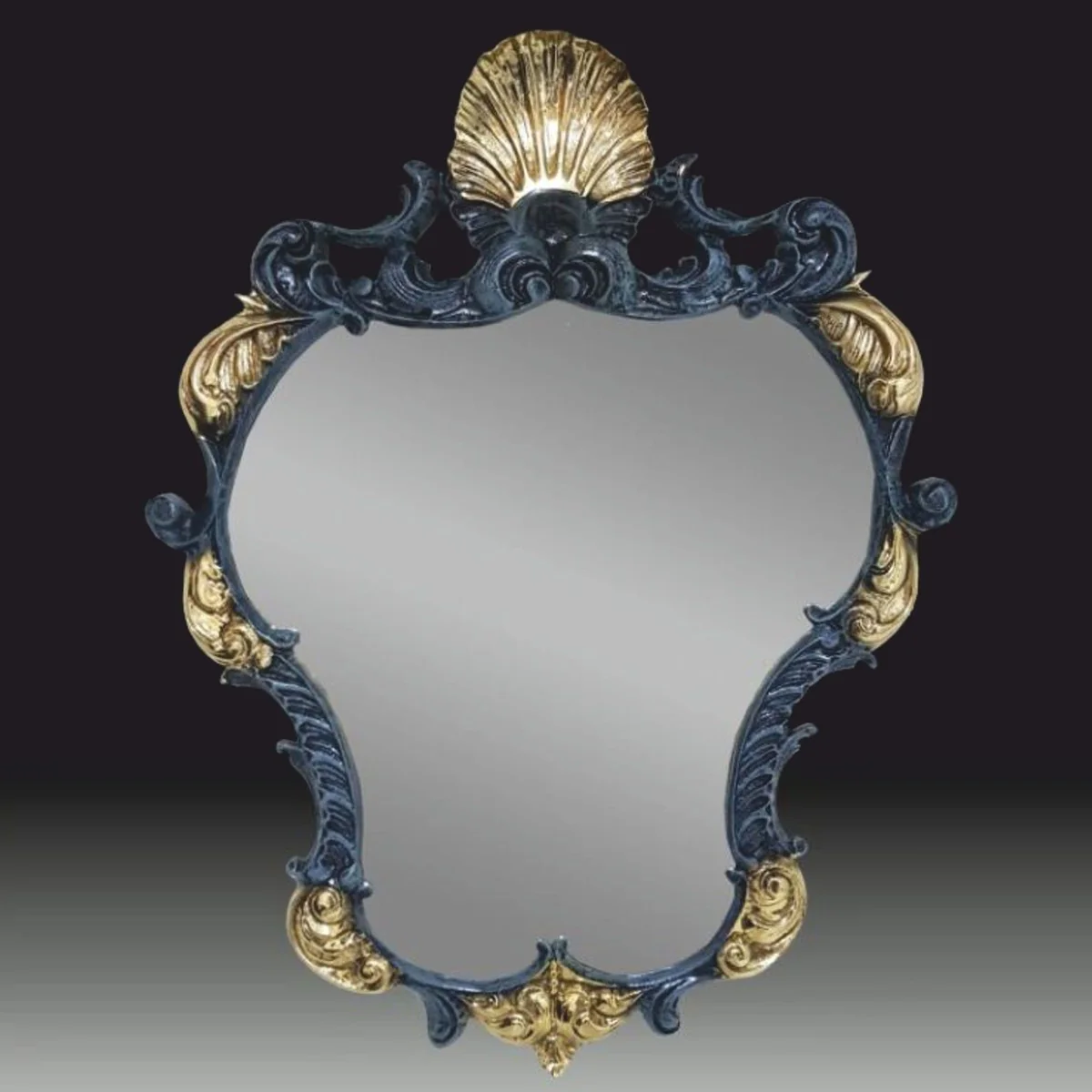 Luxury Baroque Bronze Mirror Blue / Gold H. 82 cm - Baroque Furniture