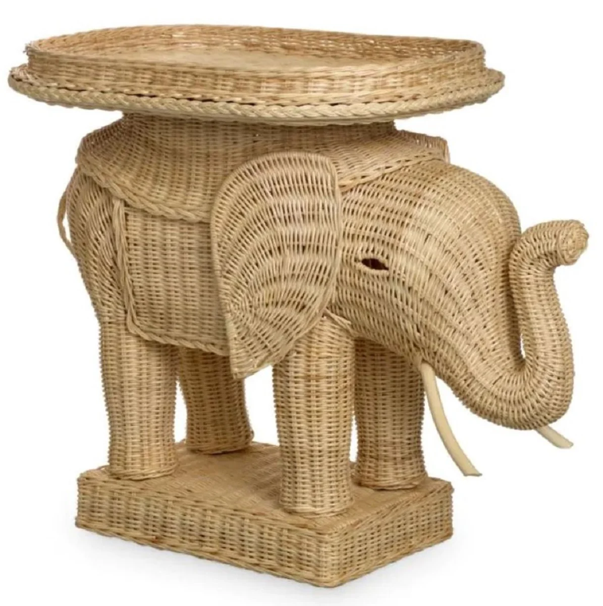 Luxury rattan side table elephant natural colors 65 x 40 x H. 57 cm