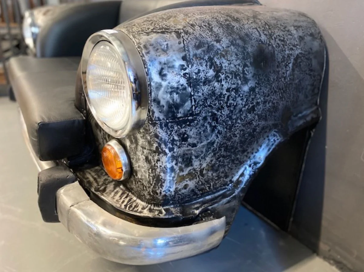 Designer car sofa black / gray / silver 158 x 83 x H. 70 cm - living room sofa in car design - living room car furniture