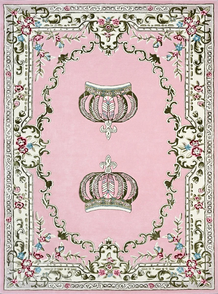 Pompöös by Luxury Baroque Carpet Crown by Harald Glööckler Pink - Various Sizes