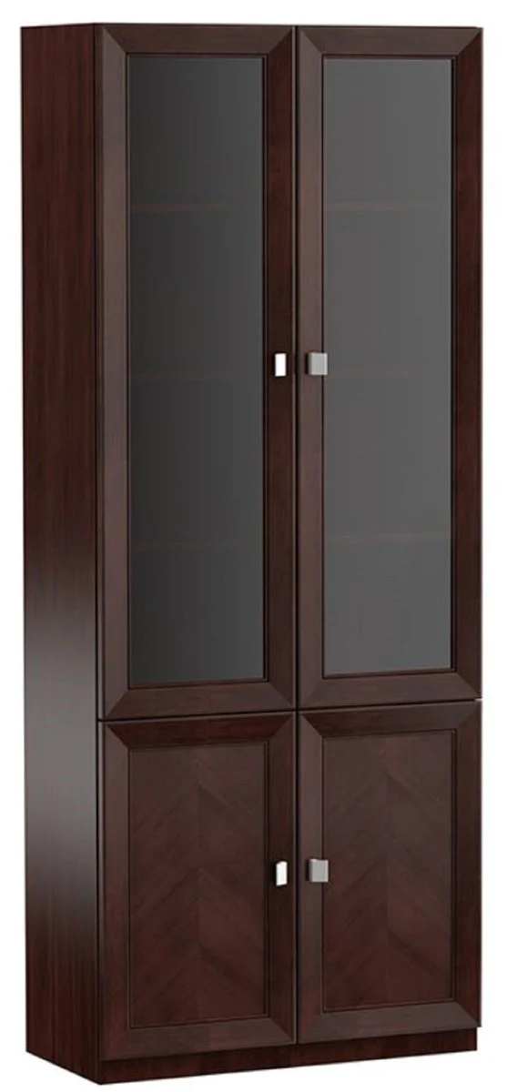 Luxury living room cabinet with 4 doors dark brown / silver 90.6 x 44.2 x H. 225.6 cm - Luxury Collection