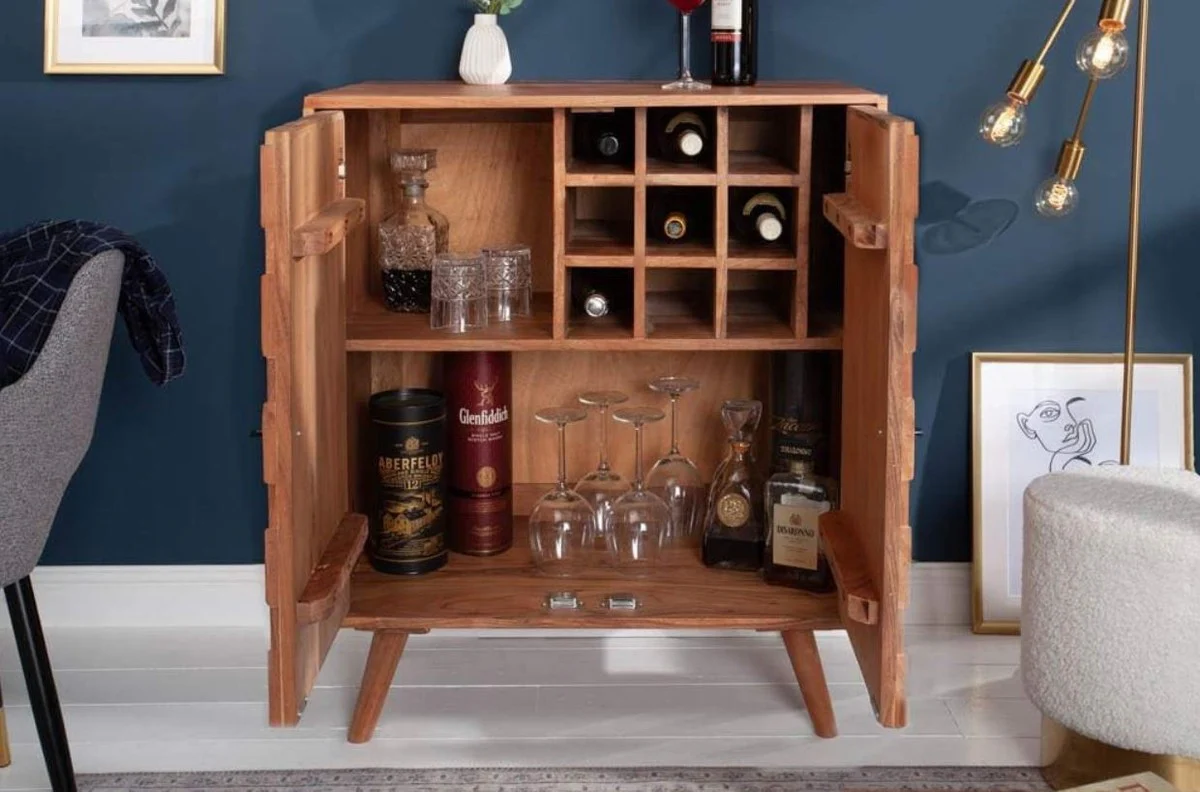 Bar cabinet brown 76 x 46 x H. 89 cm - wine cabinet with 2 doors