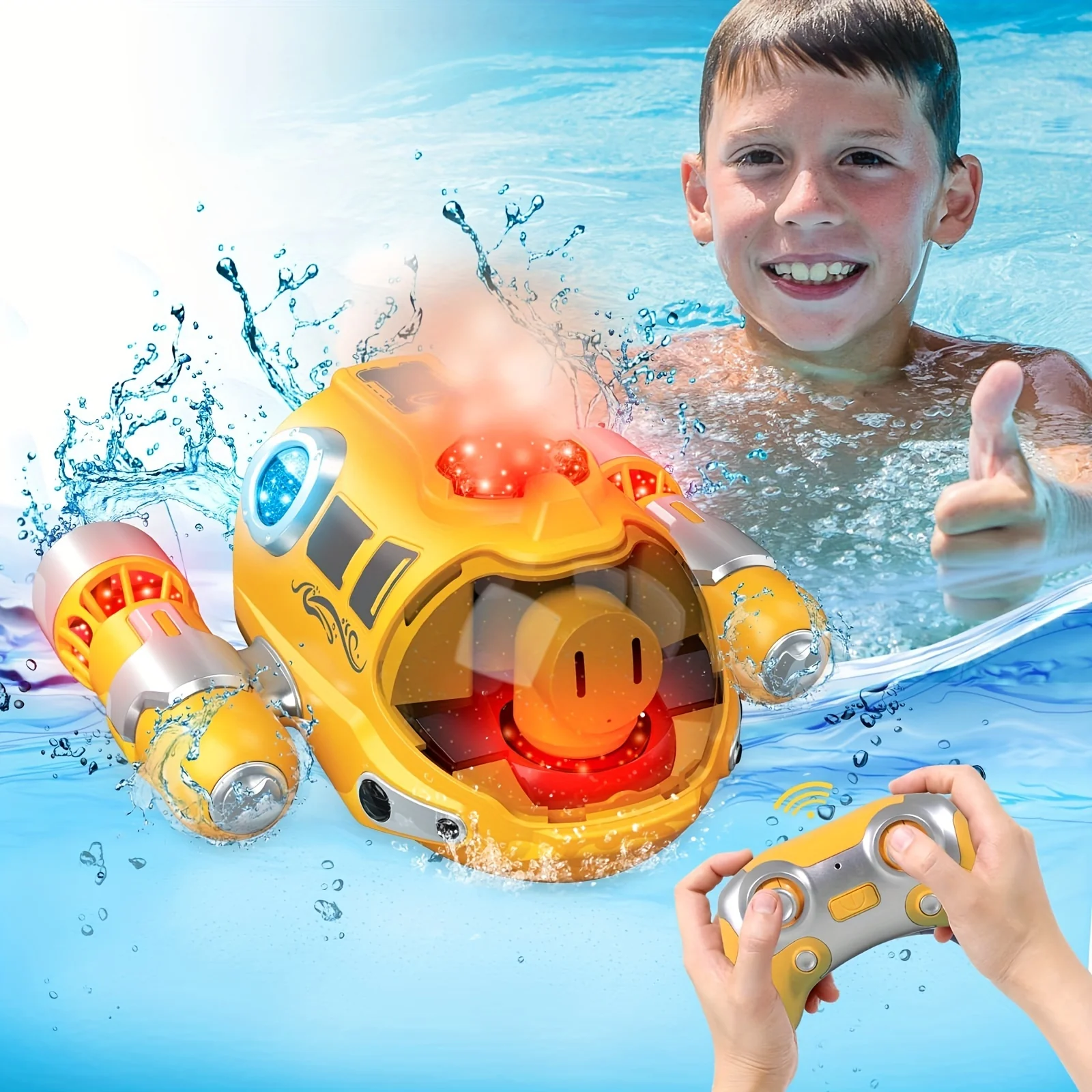 TUSEANG Ferngesteuertes Boots-Poolspielzeug: 2,4 GHz RC-Boot-Wasserspielzeug mit leuchtendem Spray und wasserdichter Fernbedienung – perfektes Geschenk für Kinder und Jungen und Mädchen!