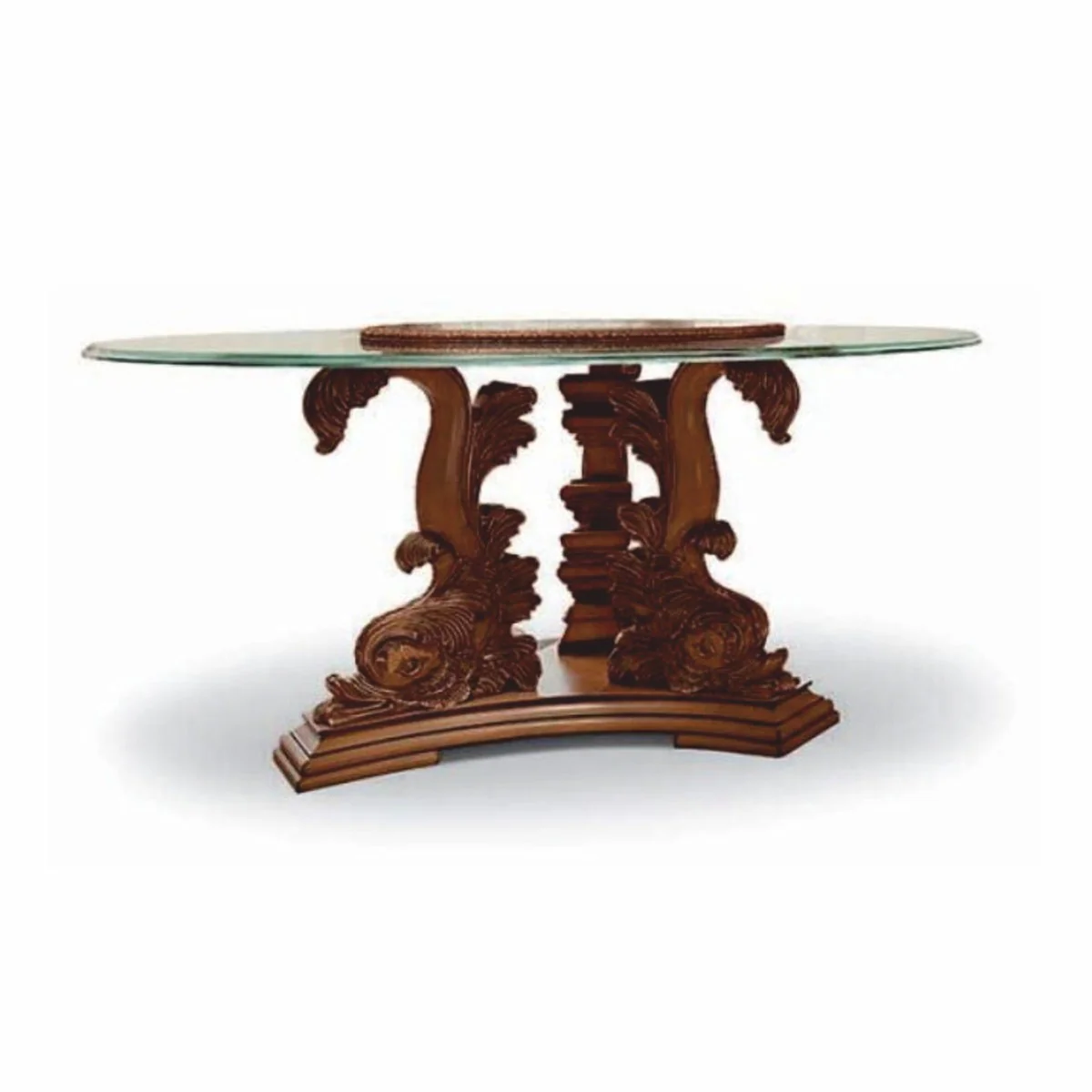 Luxury Baroque Dining Table Brown Ø 170 cm - Baroque Furniture - Made in Italy