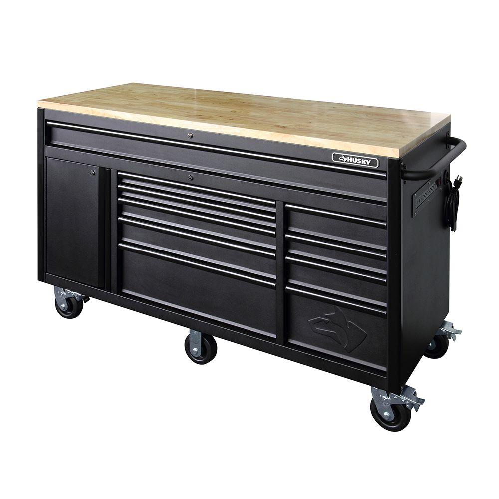 HEAVY-DUTY 60 IN W 10-DRAWER, DEEP TOOL CHEST MOBILE WORKBENCH IN MATTE BLACK