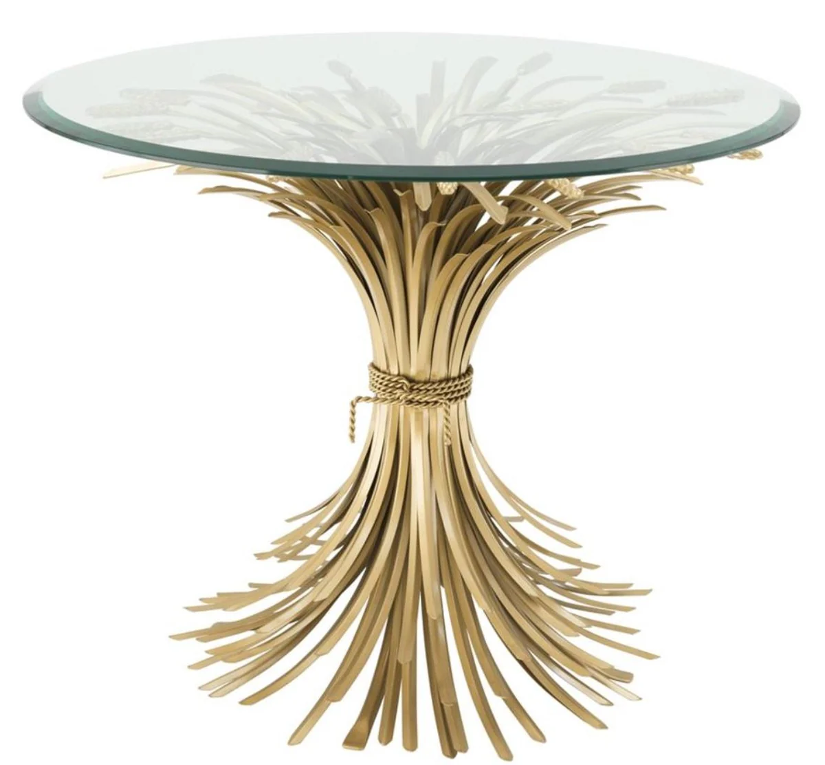 Luxury side table antique gold Ø 90 x H. 70 cm - round designer side table with slanted table top