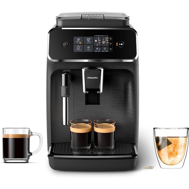 Philips 2200 Serie vollautomatische Espressomaschine - klassische Milchschaum, 2 Kaffeesorten, intuitive Touch-Display, schwarz