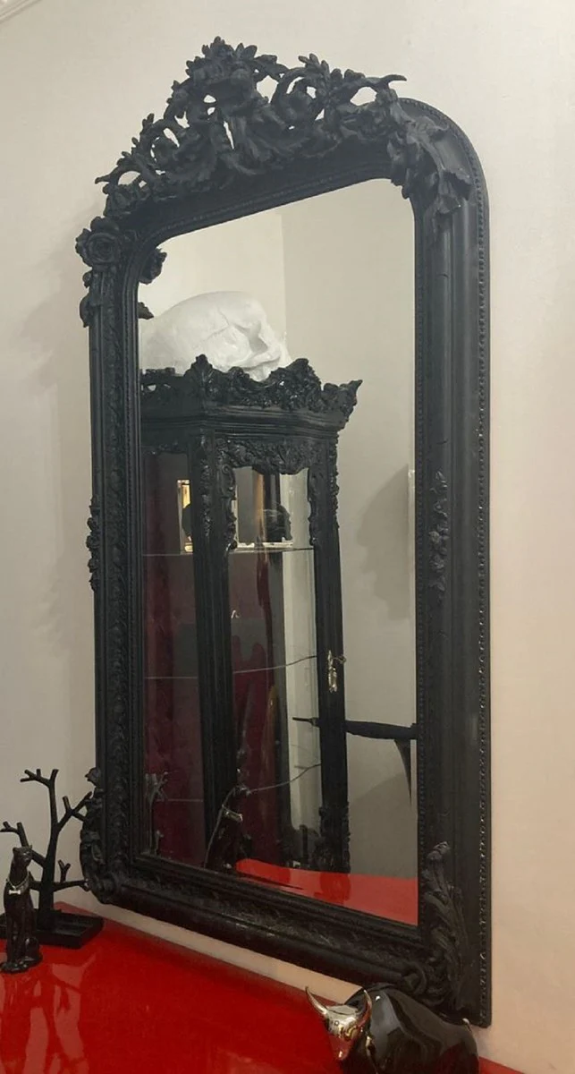 Baroque mirror black - magnificent wall mirror with elegant decorations - baroque style wall mirror - baroque wardrobe mirror - baroque furniture - noble and magnificent