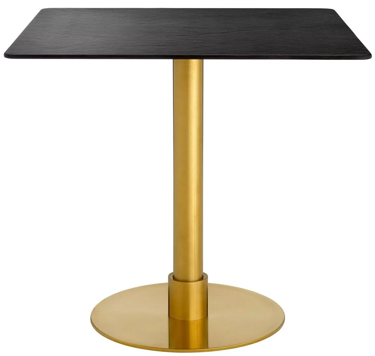 Luxury dining table black / brass 80 x 80 x H. 75 cm - Square stainless steel kitchen table with ceramic table top - Dining room furniture - Luxury furniture - Luxury furnishings