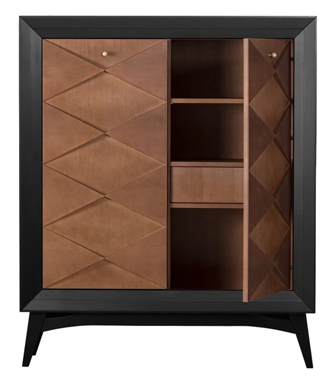 Luxury neoclassic chest of drawers black / brown 120 x H143 cm - sideboard art deco furniture