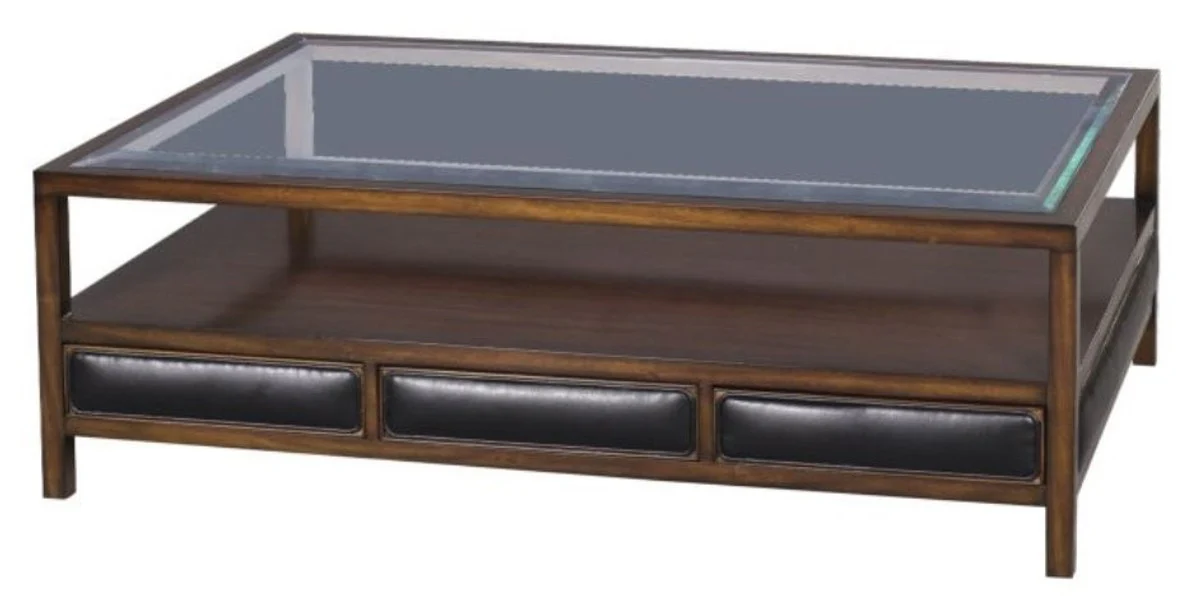 Luxury coffee table brown / black 120 x 80 x H. 41 cm - mahogany living room table with 3 drawers