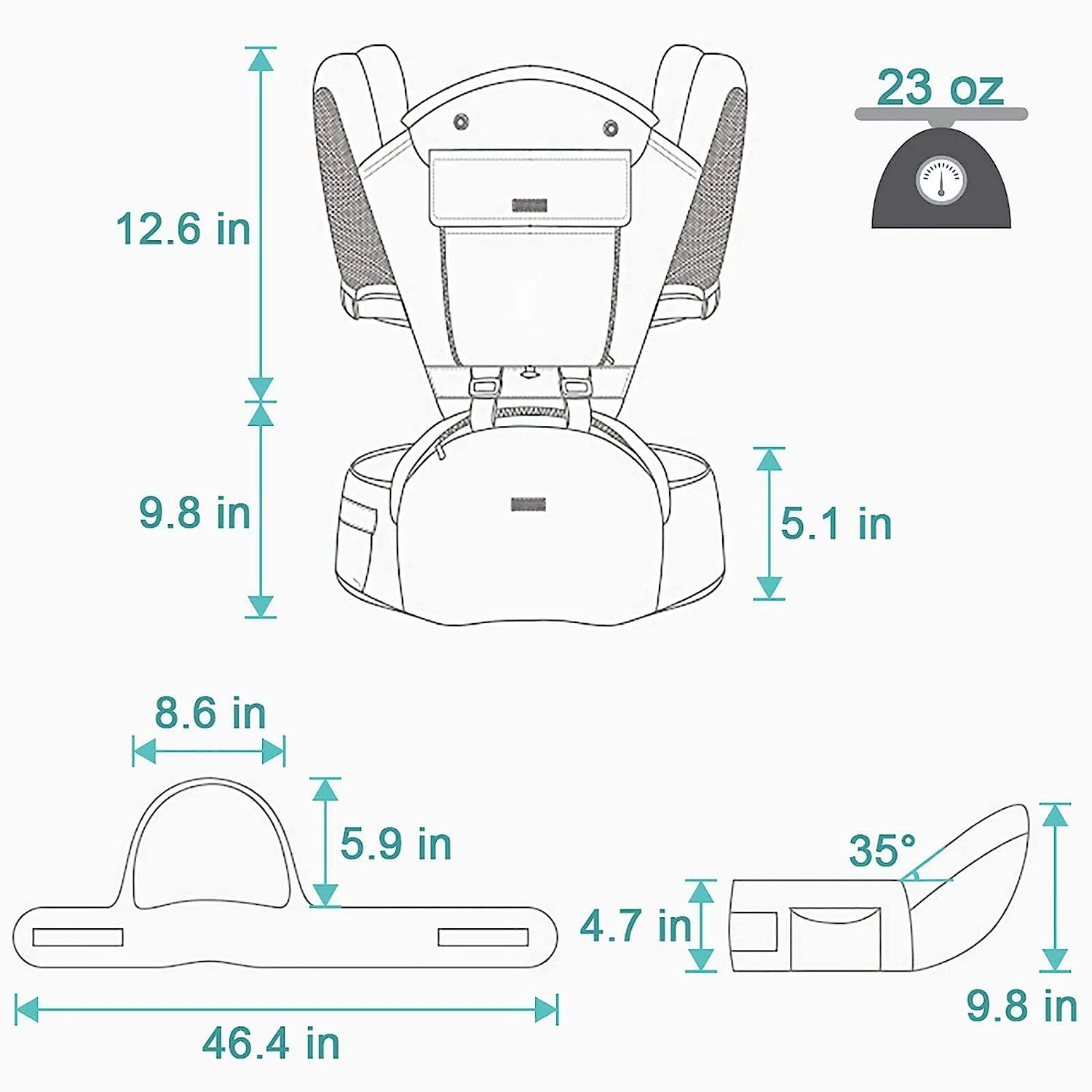 Baby – Tragehilfe, 6-in-1-Babytrage mit Taillenhocker, Babytrage mit Hüftsitz zum Stillen, Einheitsgröße – passend für Neugeborene, Säuglinge und Kleinkinder (blau)