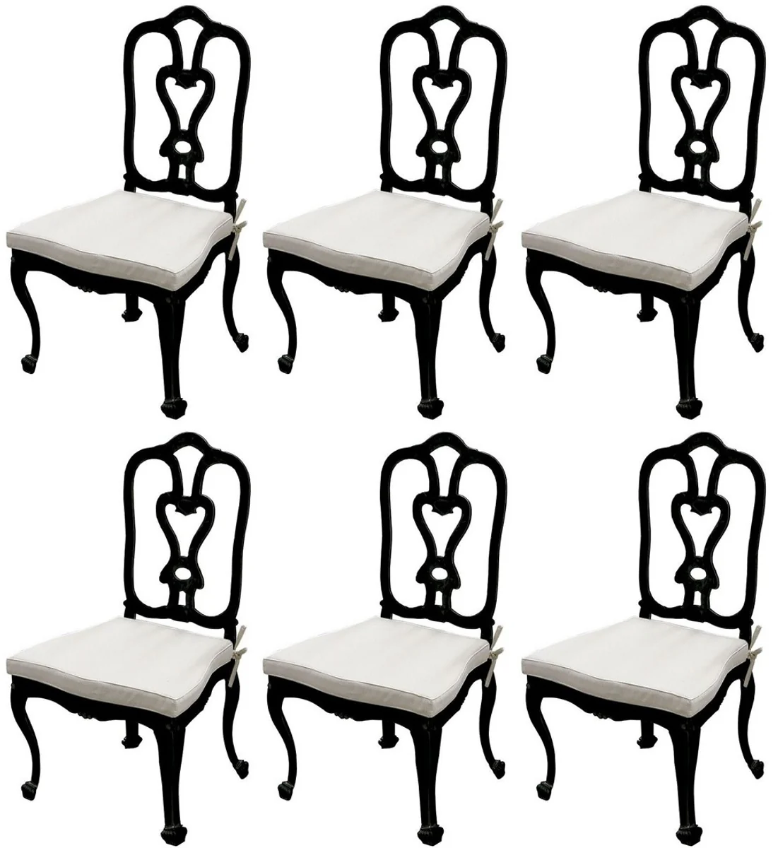 Luxury Art Nouveau garden chair set with seat cushion black / light gray 56 x 59 x H. 100 cm - Hand-forged dining room chairs - Dining room garden patio furniture