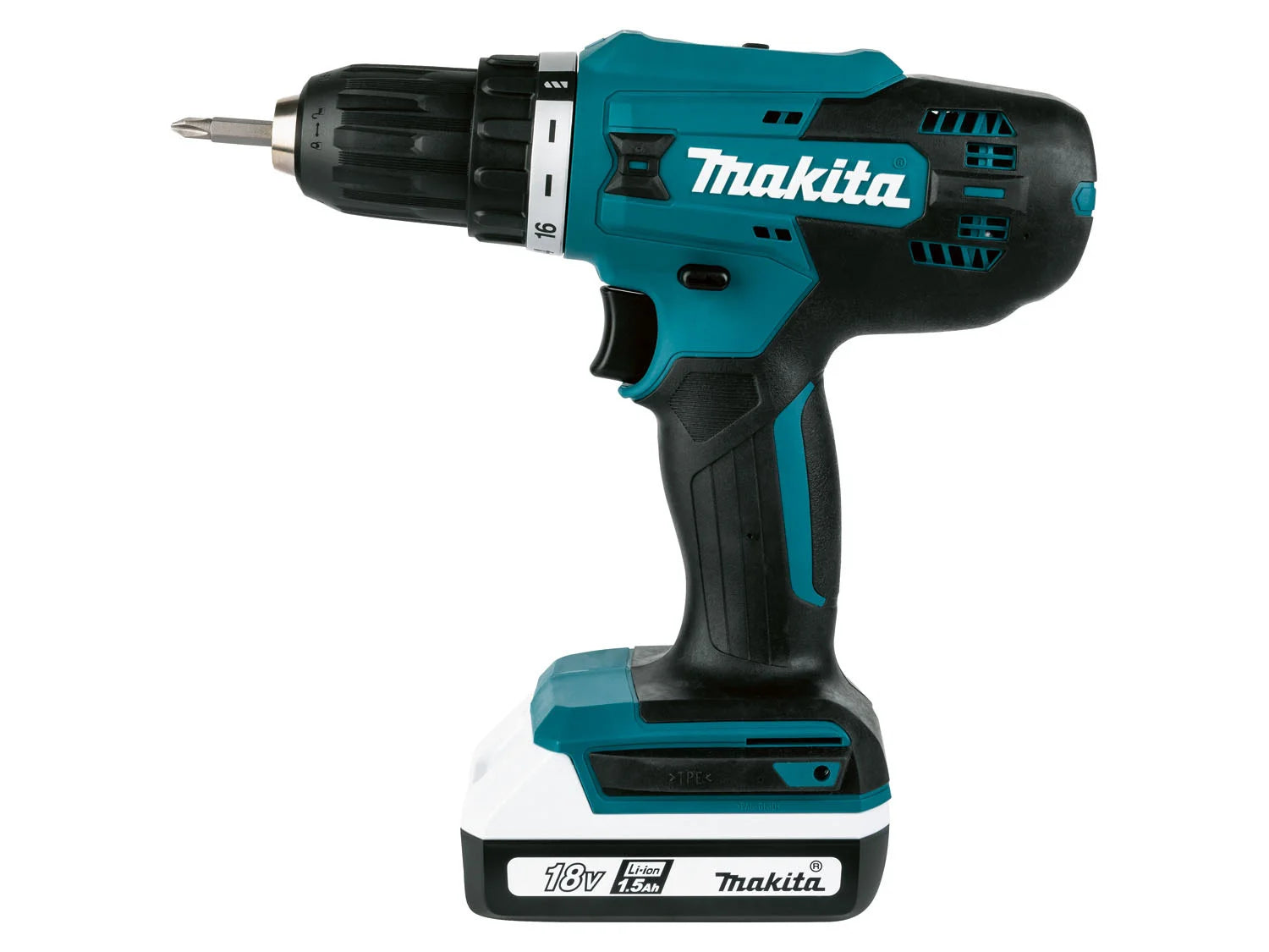 Makita 18 V Akku-Bohr-/Treibersatz DF488D, mit 2 Batterien und Ladegerät