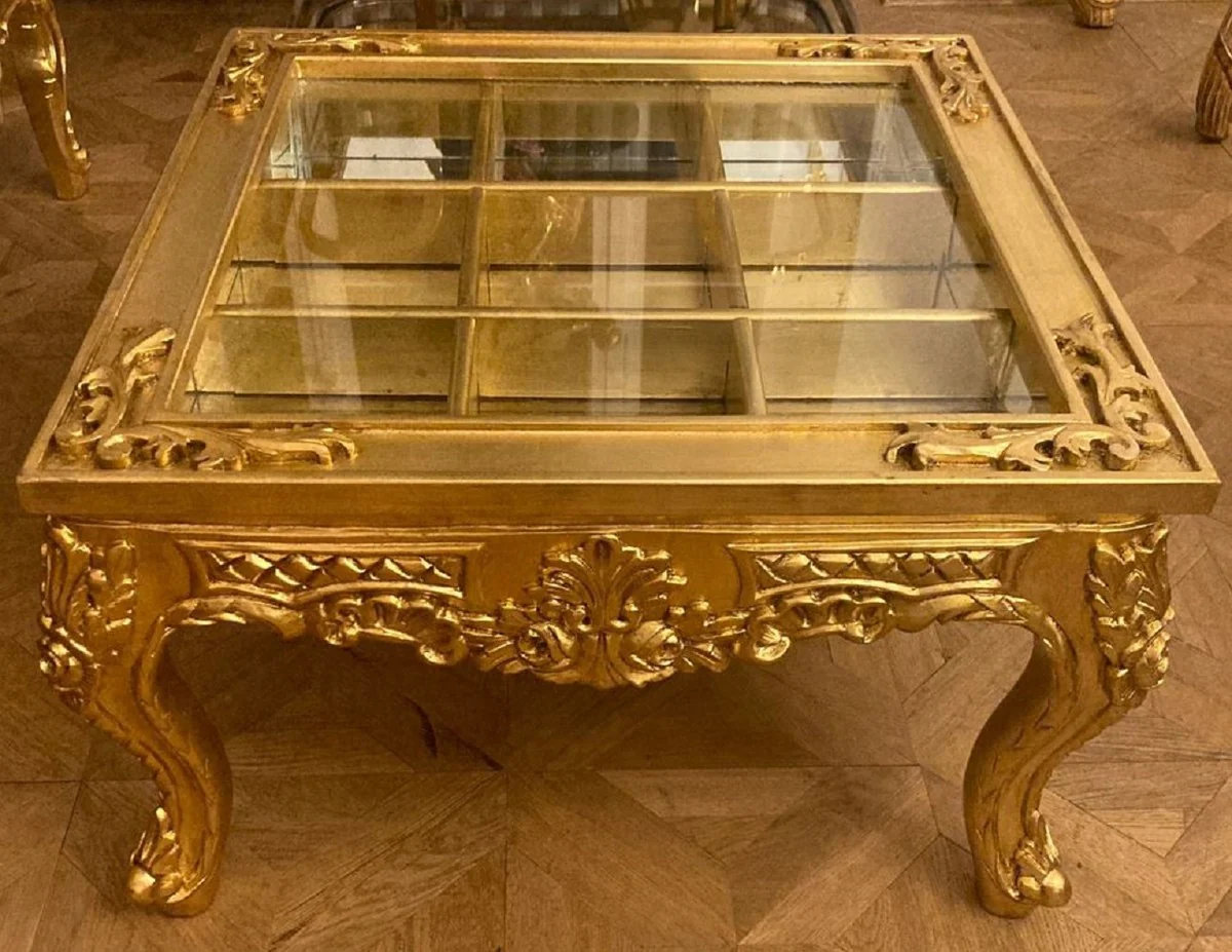 Baroque coffee table with folding table top gold - magnificent solid wood living room table in baroque style - baroque style living room furniture - baroque furniture - antique style living room furniture