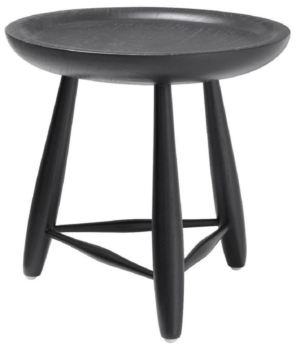 Luxury solid wood side table black Ø 38 x H. 44 cm - Round Mindi wood table - Luxury living room furniture