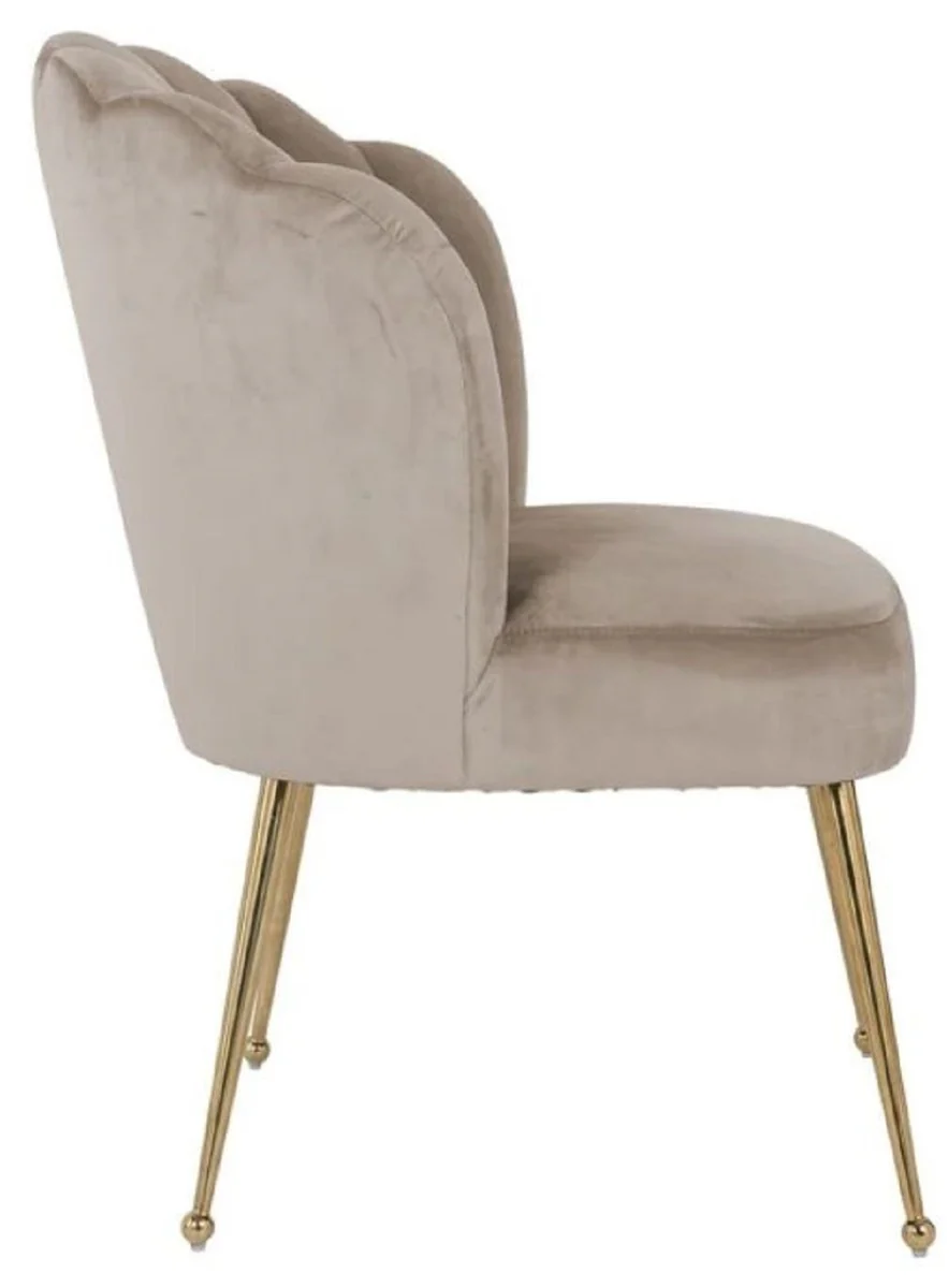 Luxury velvet dining room chair khaki / gold 66 x 64 x H. 86 cm - kitchen chair with velvet fabric - dining room furniture - kitchen furniture - luxury furniture