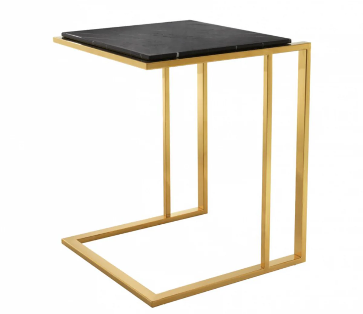 Luxury Art Deco designer side table gold with black marble top - designer side table furniture