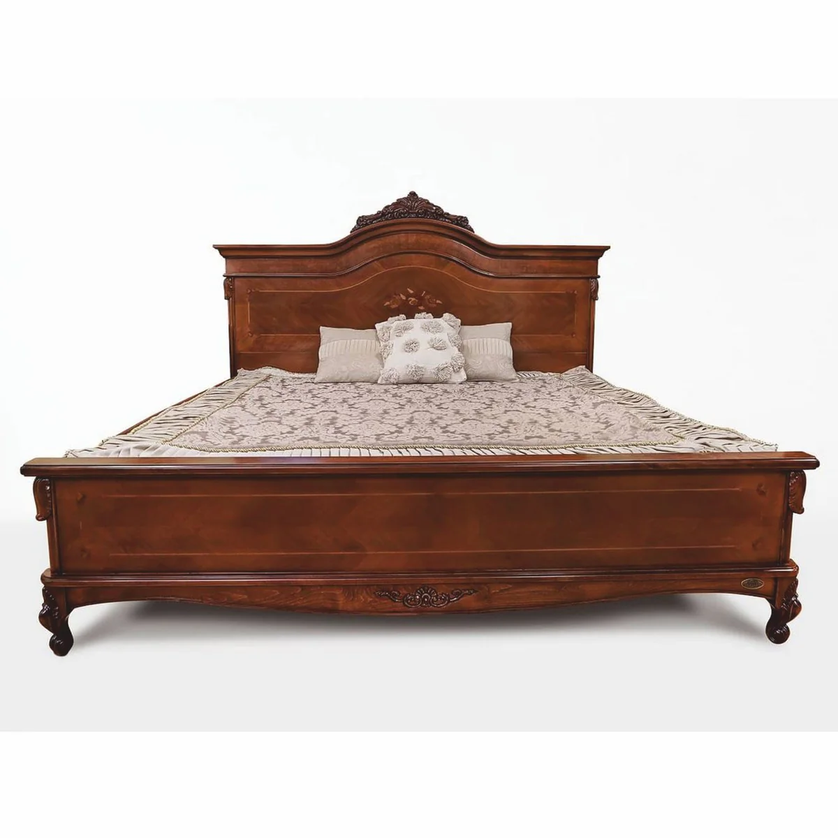 Luxury Baroque Double Bed Dark Brown - Baroque Bedroom Furniture