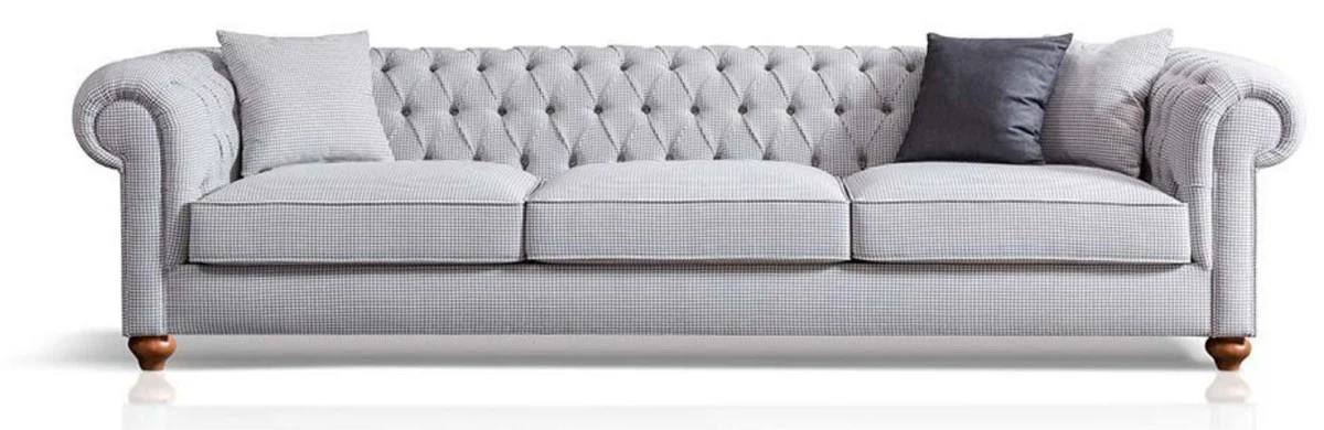 Luxury Chesterfield sofa gray / brown 300 x 100 x H. 77 cm - Living room sofa - Hotel sofa - Living room furniture - Chesterfield furniture - Luxury furniture - Luxury furnishings
