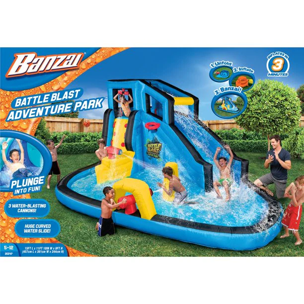 Banzai Battle Blast aufblasbarer Outdoor-Wasserpark und Rutsche, ab 5 Jahren, Unisex
