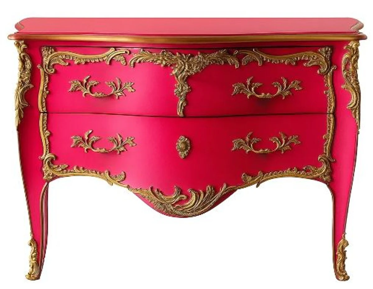 Baroque chest of drawers with 2 drawers antique pink / gold - handmade solid wood chest of drawers in baroque style - handmade baroque furniture - noble & magnificent