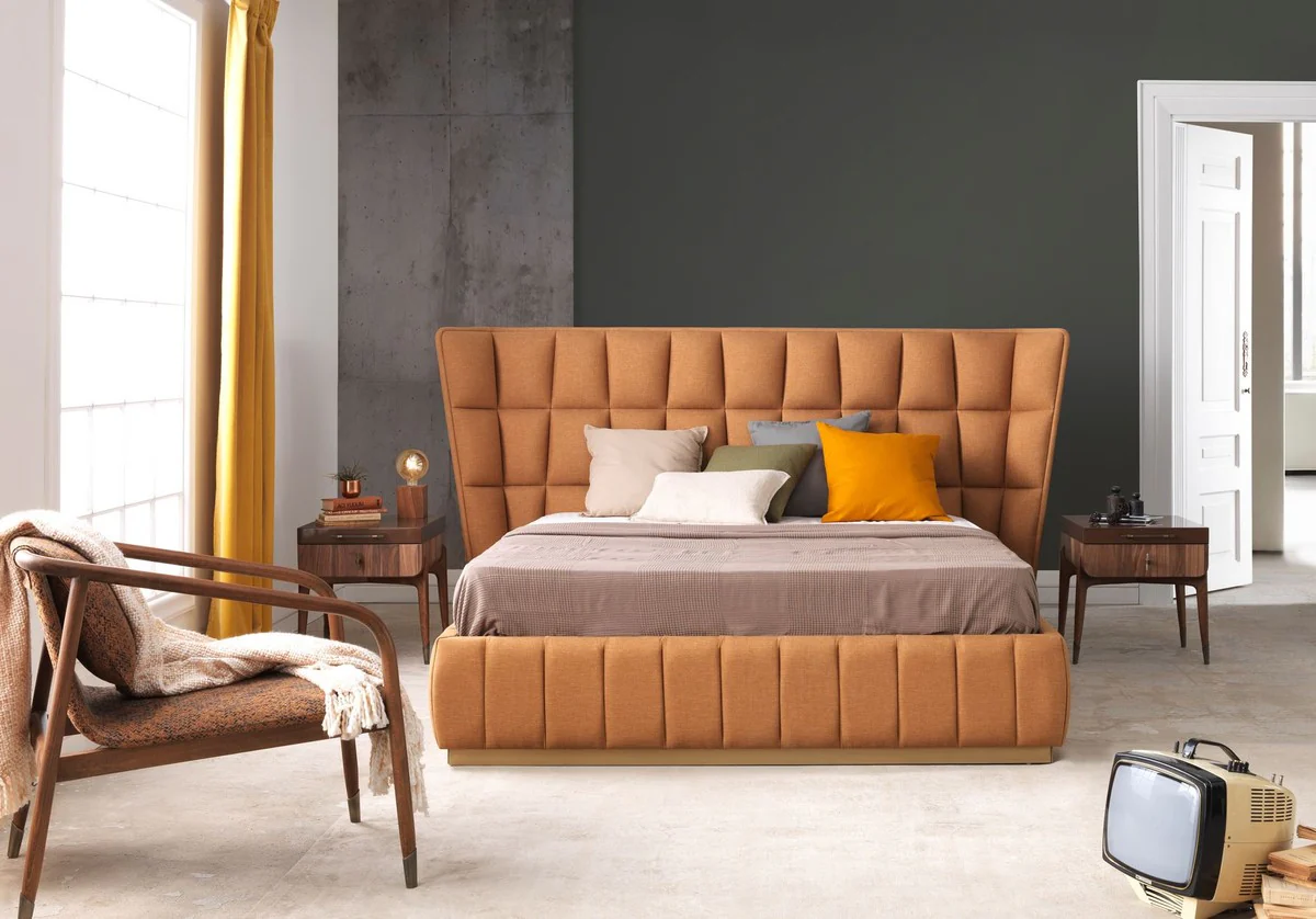 Luxury nightstand brown / dark brown 49 x 54 x H. 51 cm - Solid wood bedside table with 2 drawers - Bedroom furniture - Hotel furniture - Luxury furniture