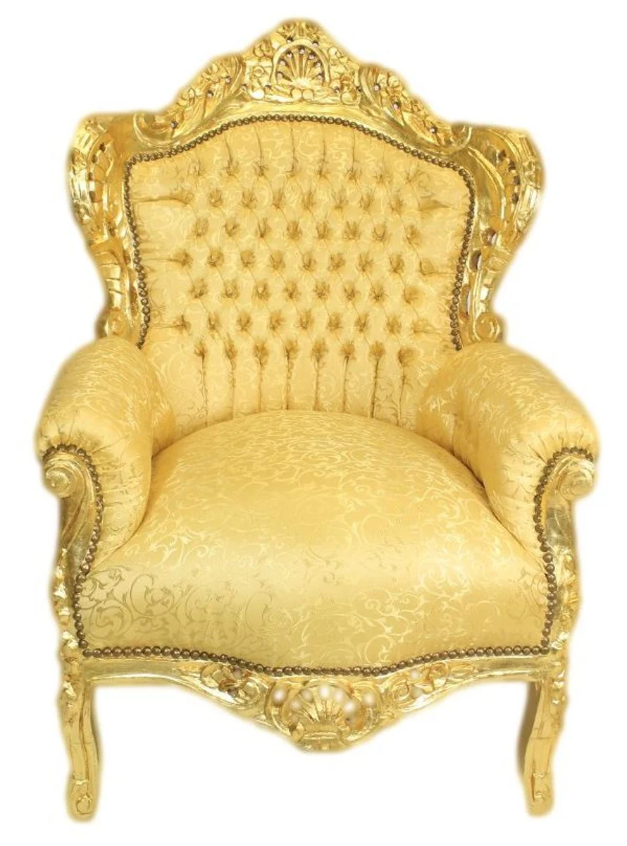 Baroque living room set gold pattern / gold - 3 seater sofa + 2 armchairs