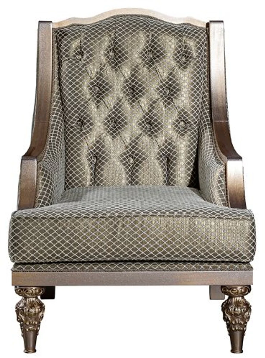 Luxus Barock Wohnzimmer Set Grün / Silber / Kupfer / Gold - 2 Sofas & 2 Sessel & 1 Couchtisch - Wohnzimmer Möbel im Barockstil - Edel & Prunkvoll