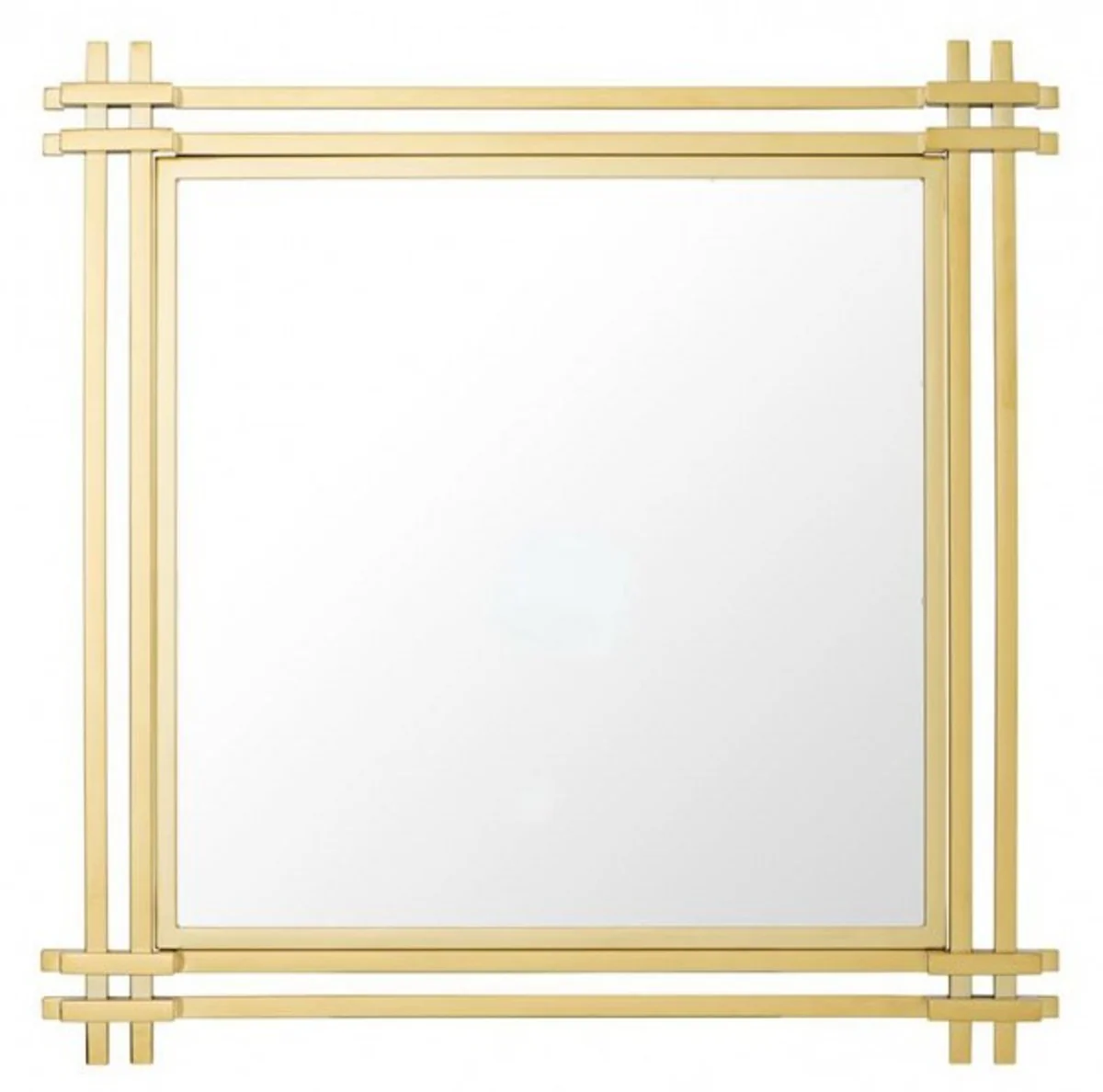 Luxury mirror Art Deco 90 x 90 cm polished stainless steel gold colored - Wall mirror - Luxury Hotel Furniture Collection