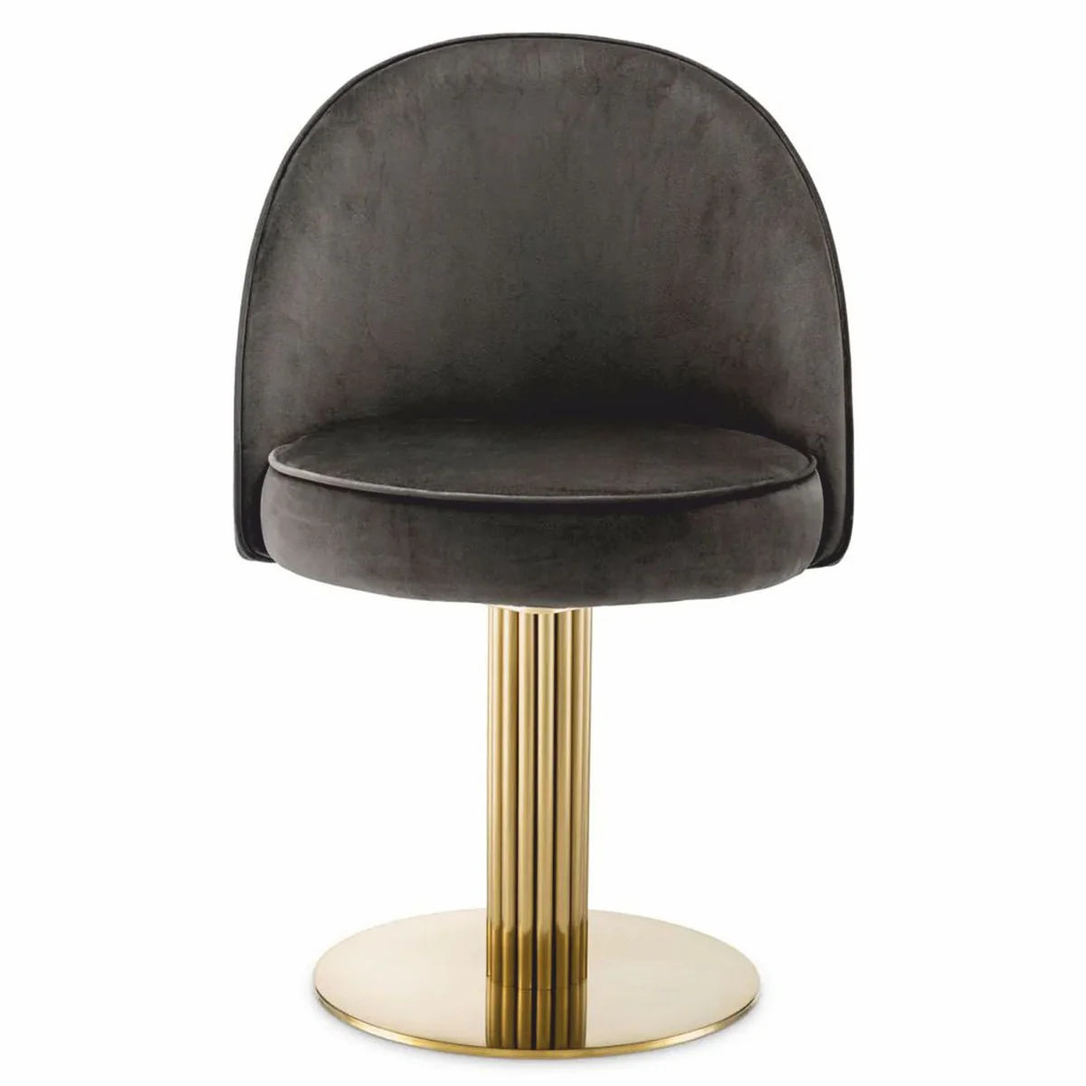 Luxus Esszimmer Stuhl Grau / Messing H.85 cm - Drehstuhl - Esszimmer Möbel