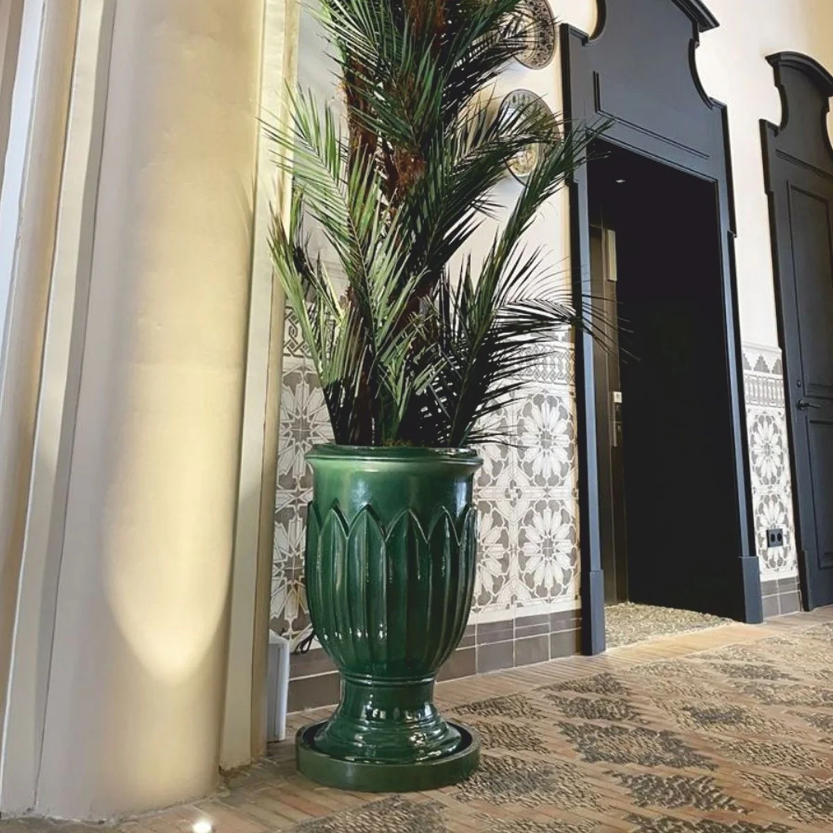 Luxus Keramik Blumentopf Grün Ø 53 x H. 81 cm - Hotel & Garten Deko