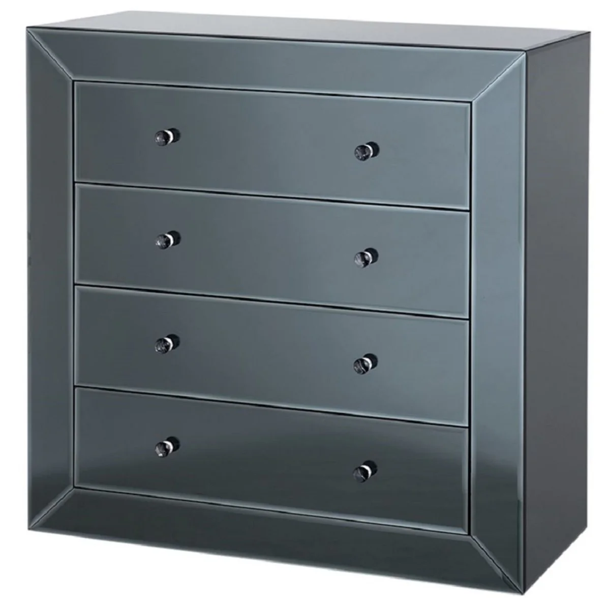 Luxury mirror glass chest of drawers with 4 drawers black 100 x 47 x H. 100 cm - luxury furniture