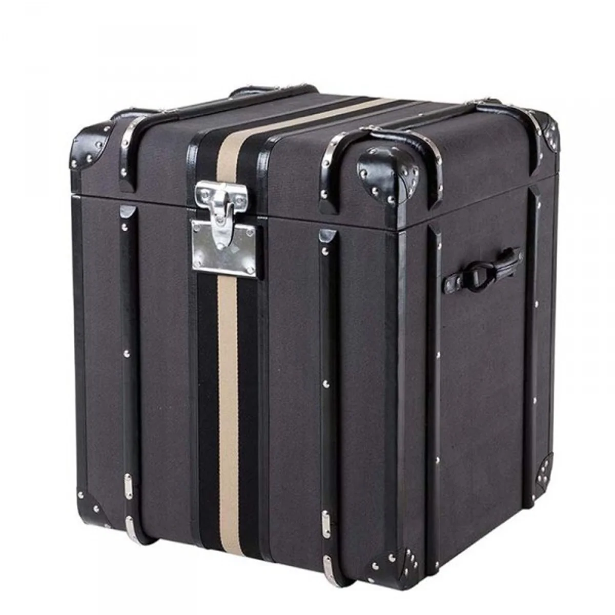 Luxury Suitcase Cabinet Chest Dark Gray Canvas - Art Deco Baroque Art Nouveau Suitcase Cabinet Night Cabinet