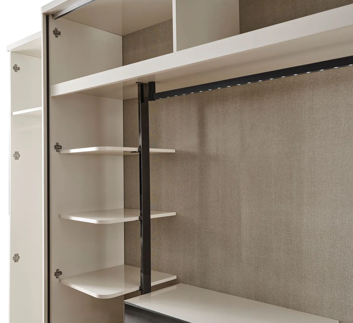 Luxury Art Deco bedroom wardrobe white / bronze 280 x 60 x H. 229 cm - Mirrored wardrobe with 4 doors - Bedroom furniture - Art Deco furniture - Luxury furniture - Luxury furnishings